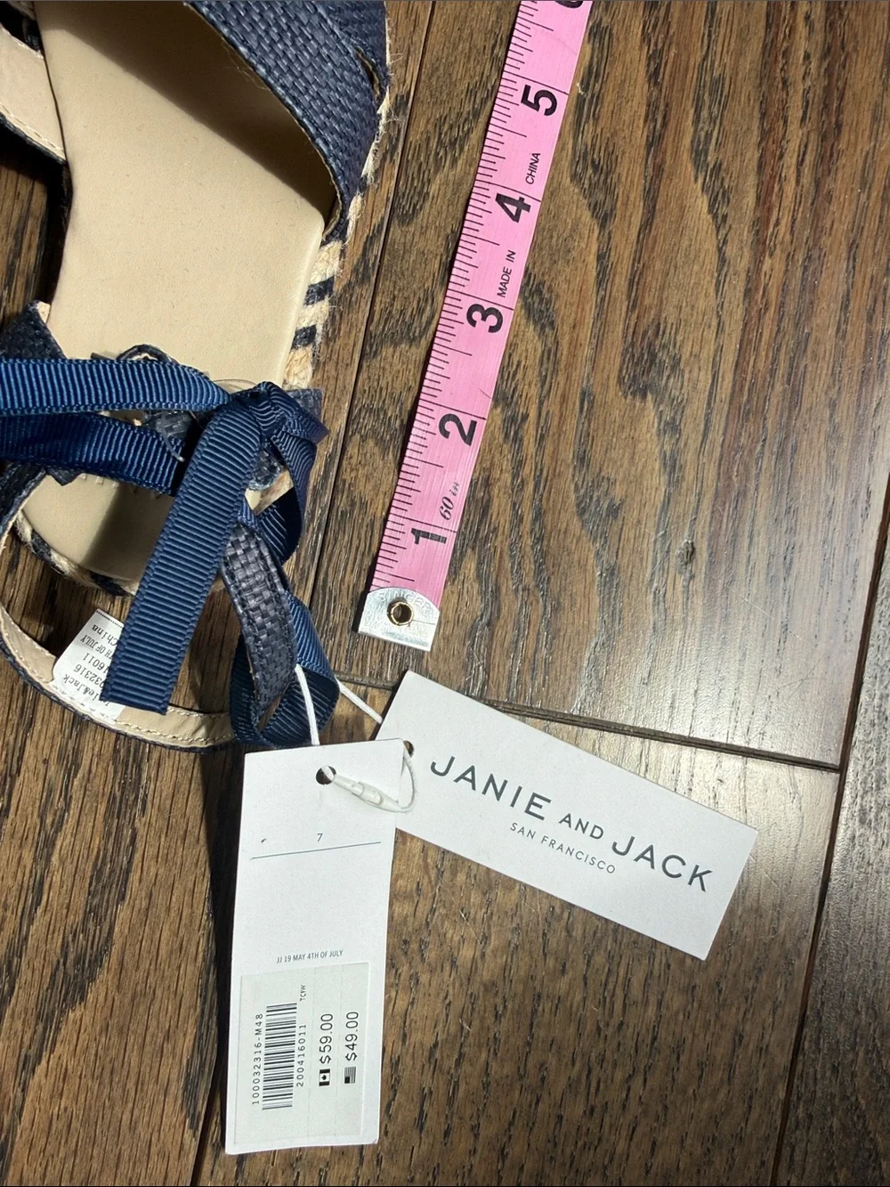 Janie and Jack Navy Braided Espadrille Tie Sandals